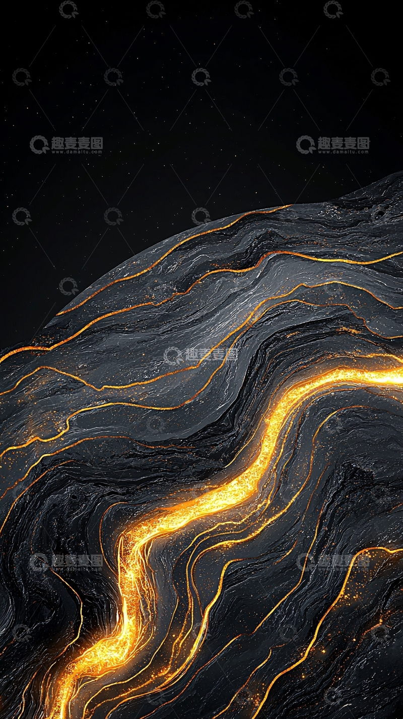 高清大图下载【趣麦麦图】黑色岩石金色纹理