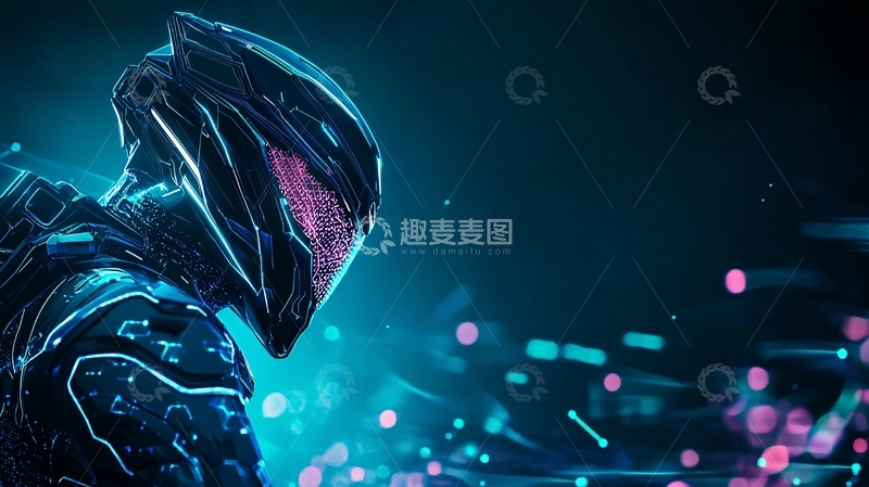 高清大图下载【趣麦麦图】未来战士站在夜色中