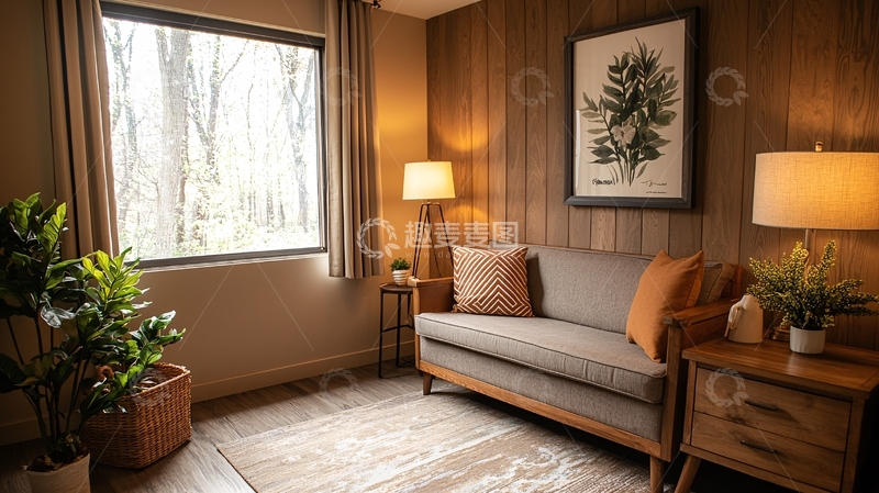 高清大图下载【趣麦麦图】温馨复古风客厅