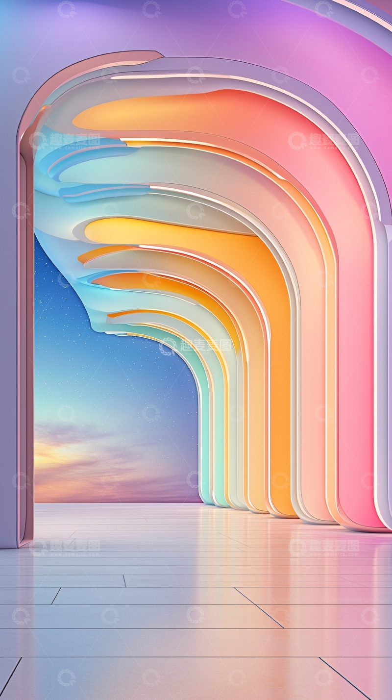 高清大图下载【趣麦麦图】多彩拱门未来主义