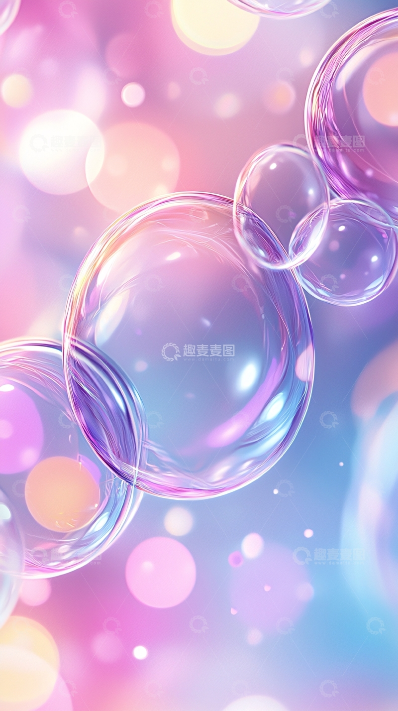 高清大图下载【趣麦麦图】梦幻气泡漂浮背景