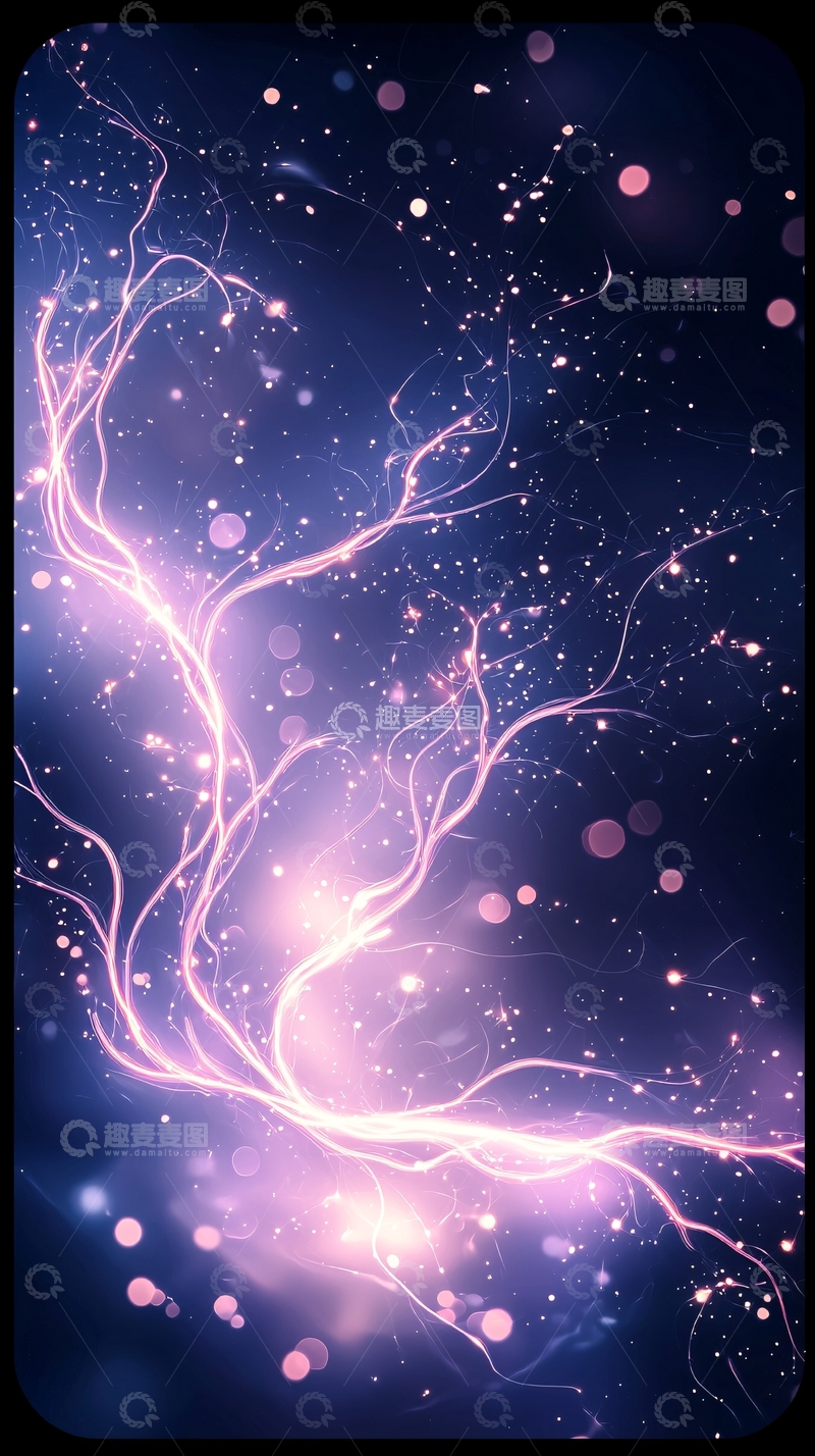 高清大图下载【趣麦麦图】梦幻紫色光线树状图