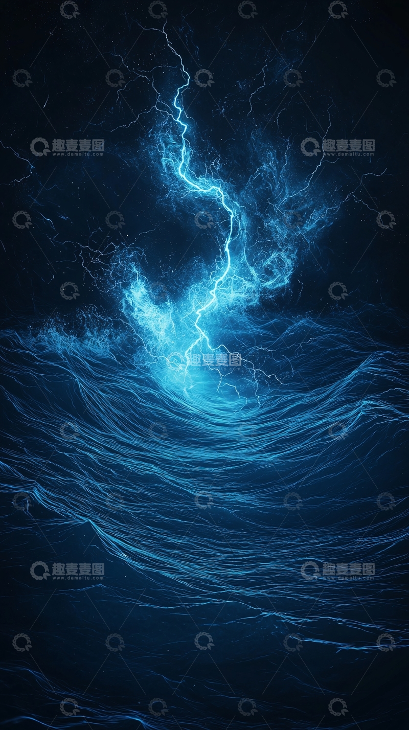 高清大图下载【趣麦麦图】海面闪电高清图片
