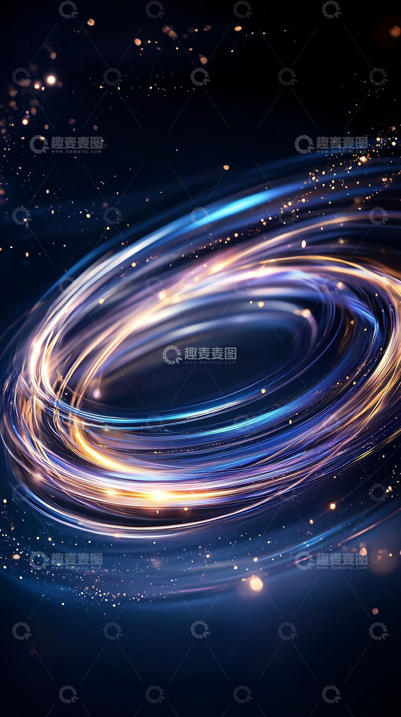 高清大图下载【趣麦麦图】蓝色金色光圈在深色背景上