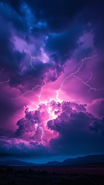 紫色闪电风暴夜空
