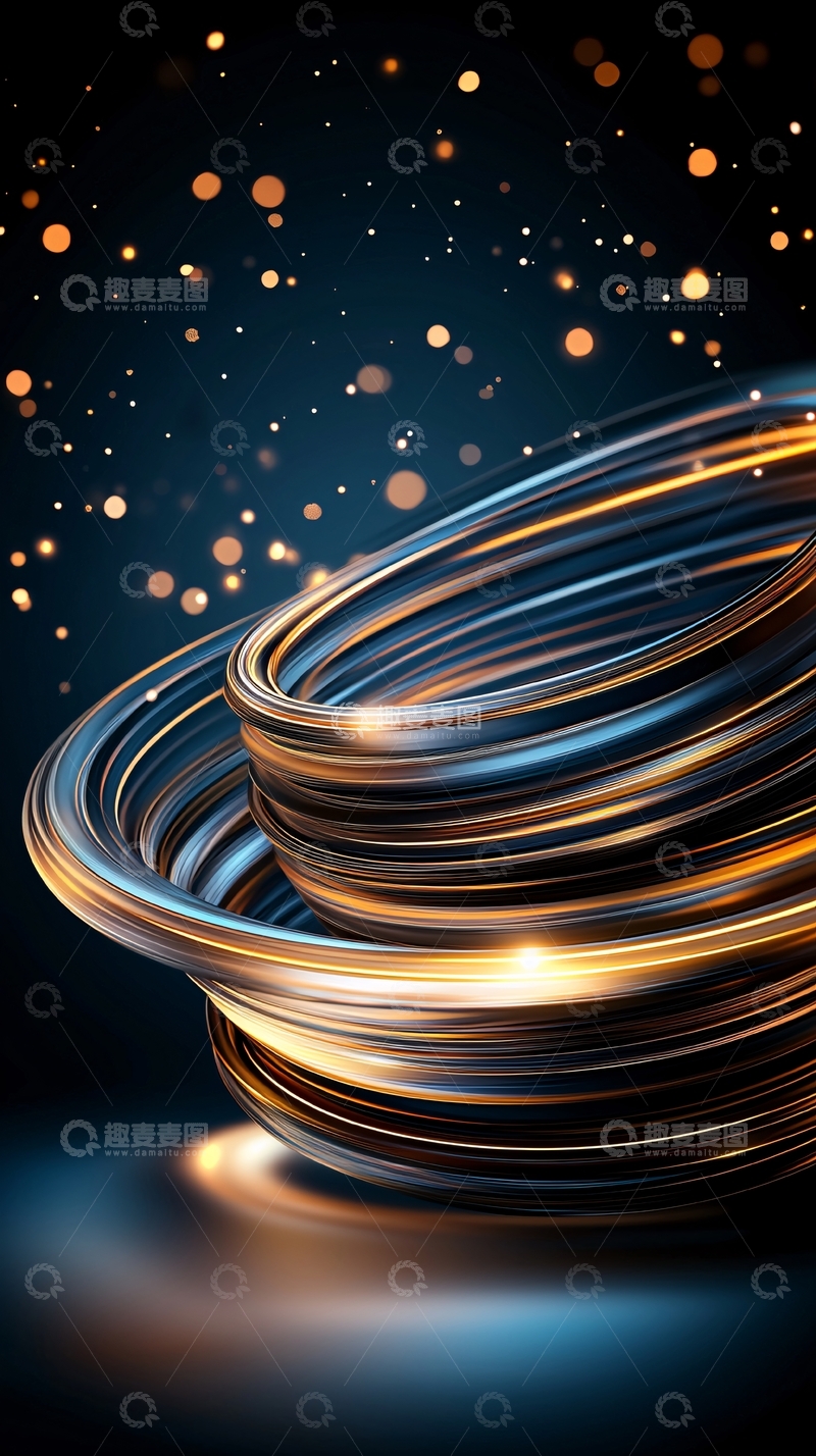 高清大图下载【趣麦麦图】金色线条交织科技感背景