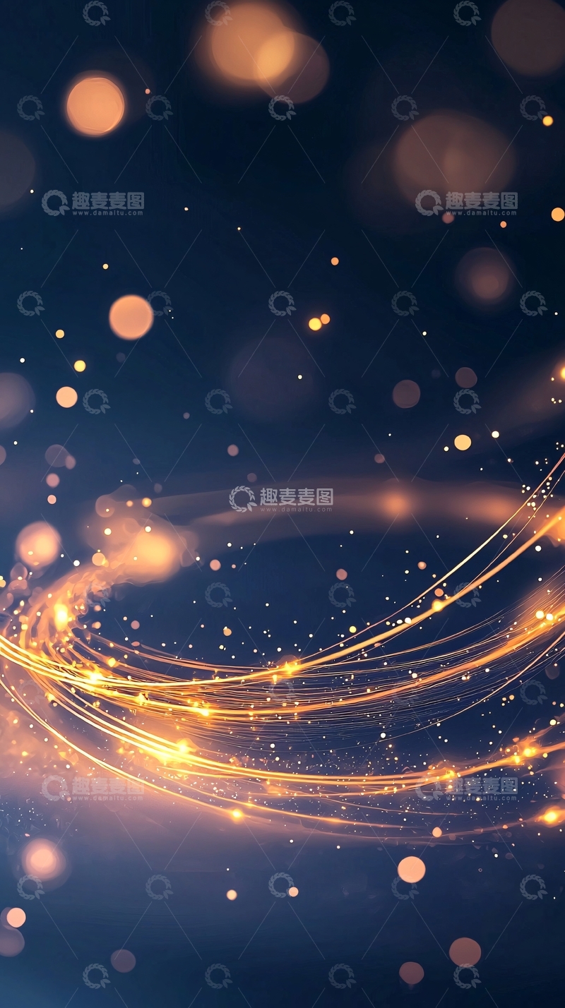高清大图下载【趣麦麦图】金色光晕在深蓝背景中闪耀