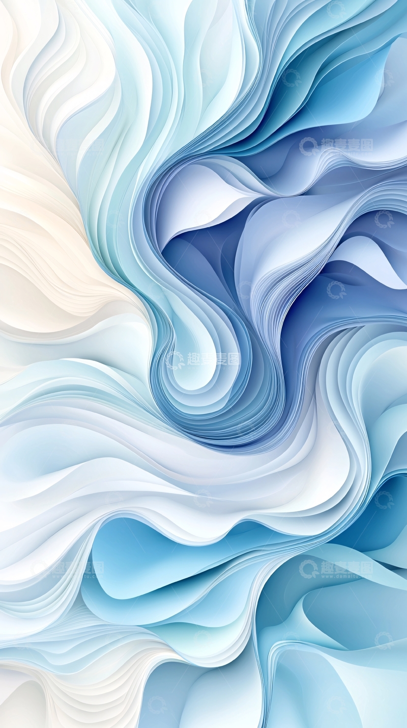 高清大图下载【趣麦麦图】水彩风格的抽象流动曲线