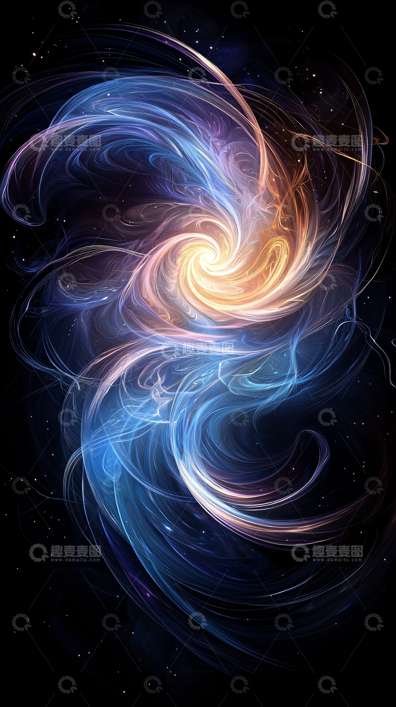高清大图下载【趣麦麦图】蓝色和橙色能量漩涡