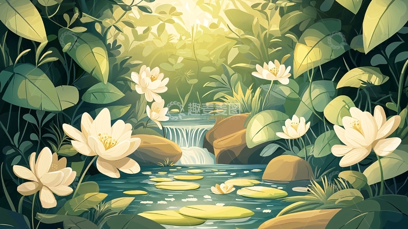 高清大图下载【趣麦麦图】宁静的池塘与荷花