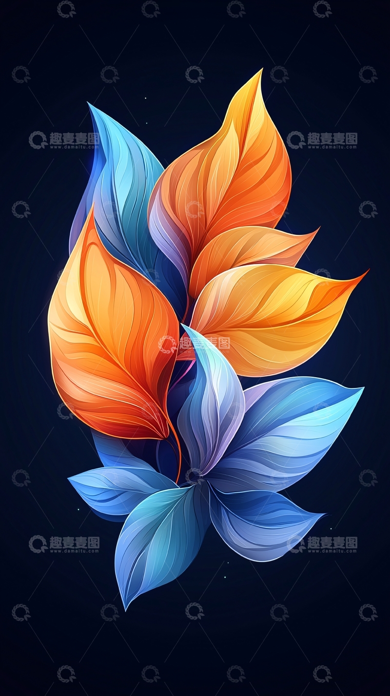 高清大图下载【趣麦麦图】渐变色树叶组合