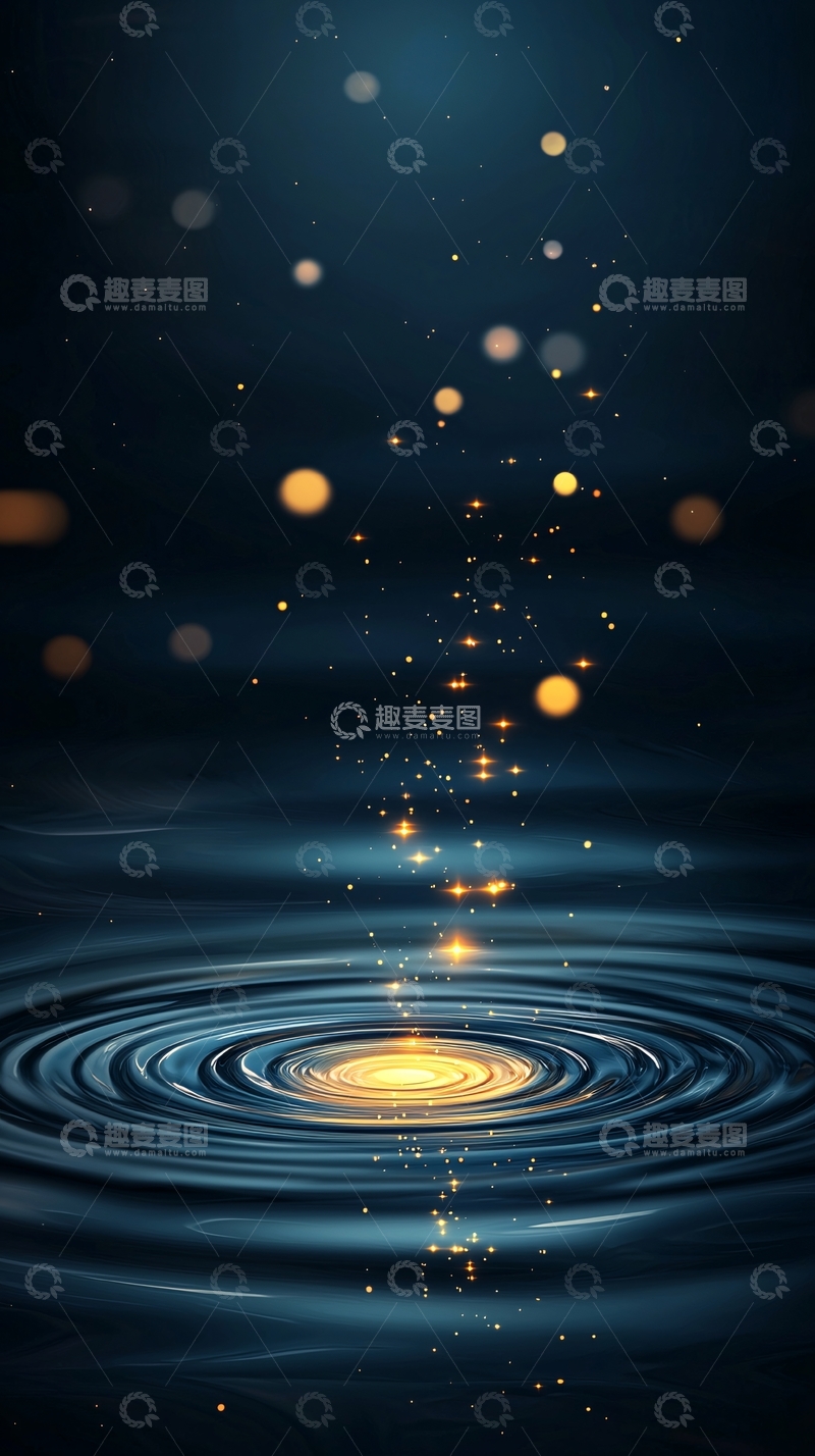 高清大图下载【趣麦麦图】水面波纹金色光点