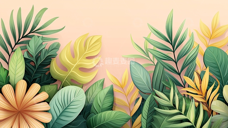 高清大图下载【趣麦麦图】热带植物背景墙