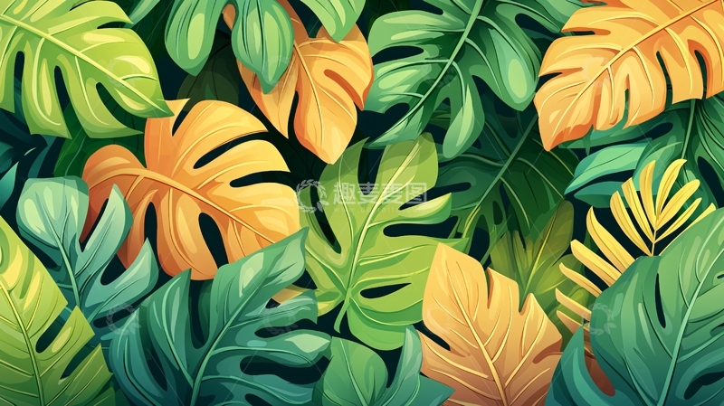 高清大图下载【趣麦麦图】热带植物叶子背景