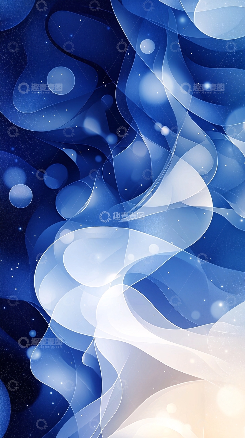 高清大图下载【趣麦麦图】抽象蓝色曲线光效背景