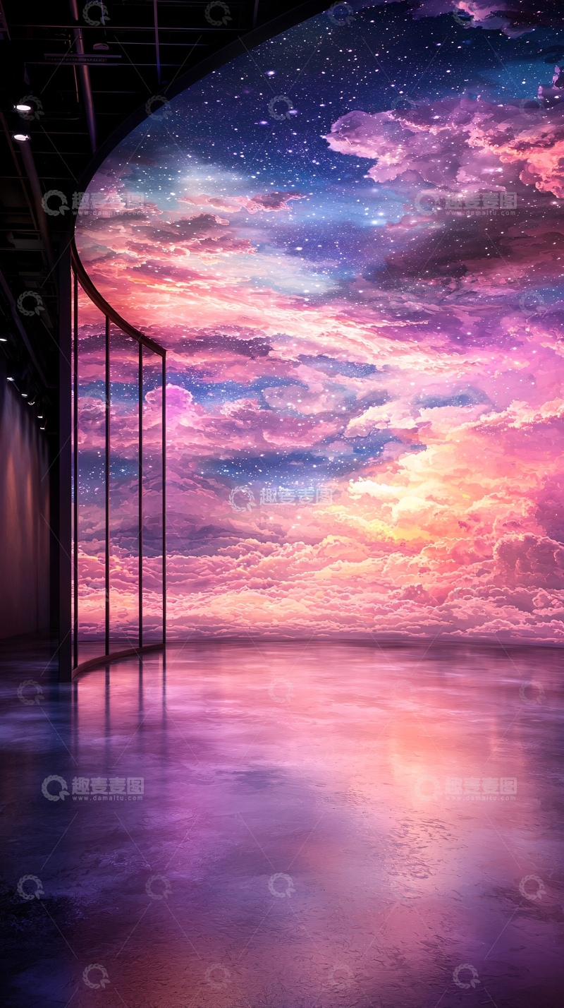 高清大图下载【趣麦麦图】粉紫色星空云朵背景