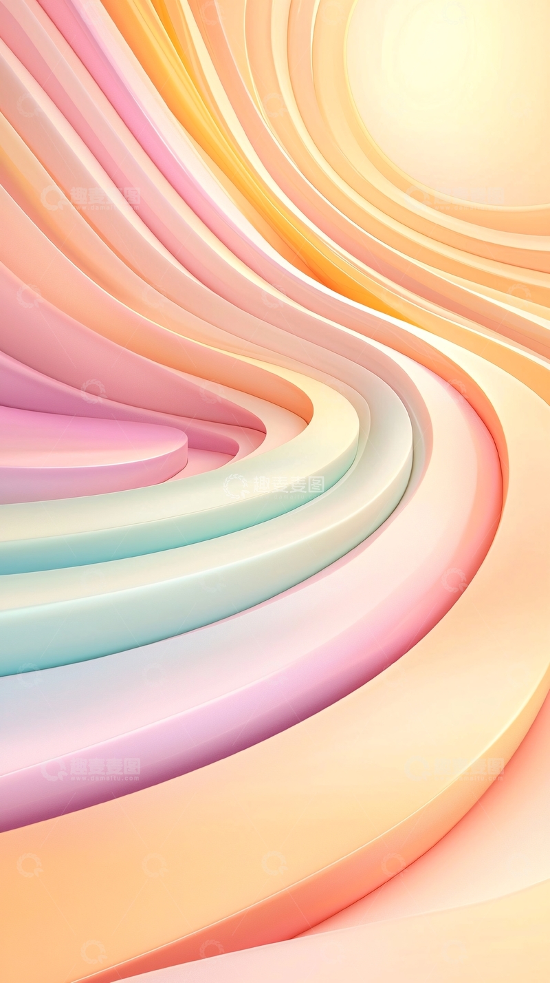 高清大图下载【趣麦麦图】柔和色彩的抽象曲线背景