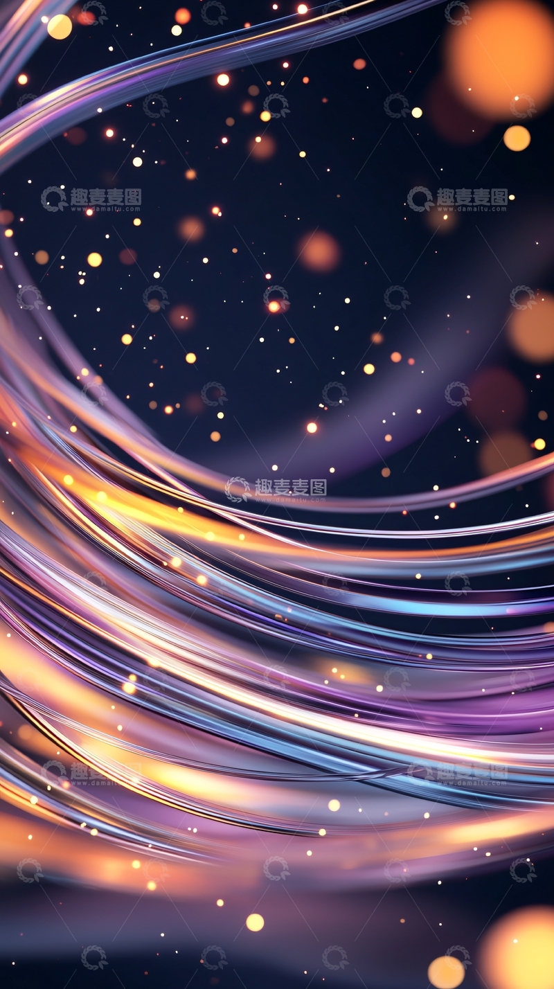 高清大图下载【趣麦麦图】流动的光线与金色光点