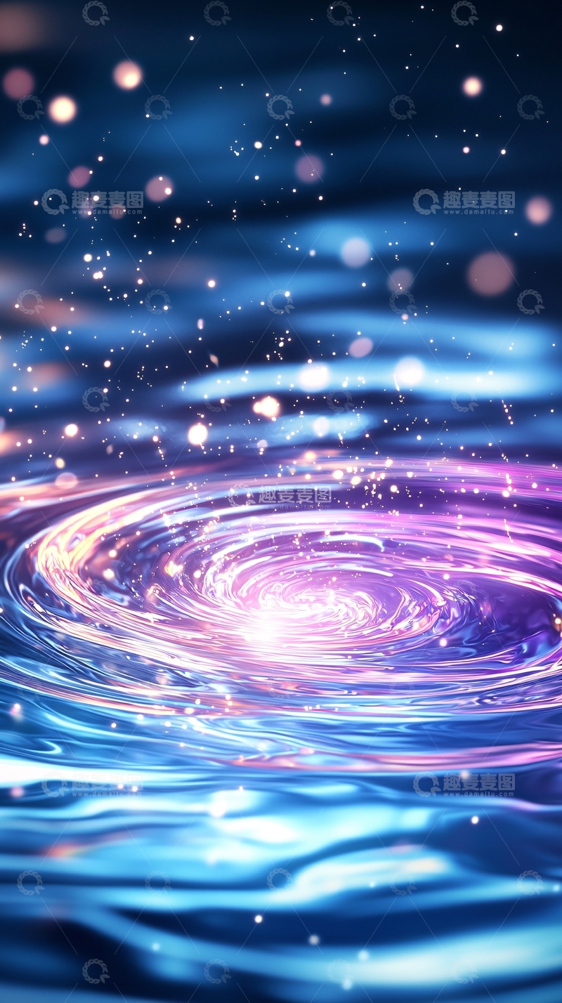 高清大图下载【趣麦麦图】星空下的水面漩涡