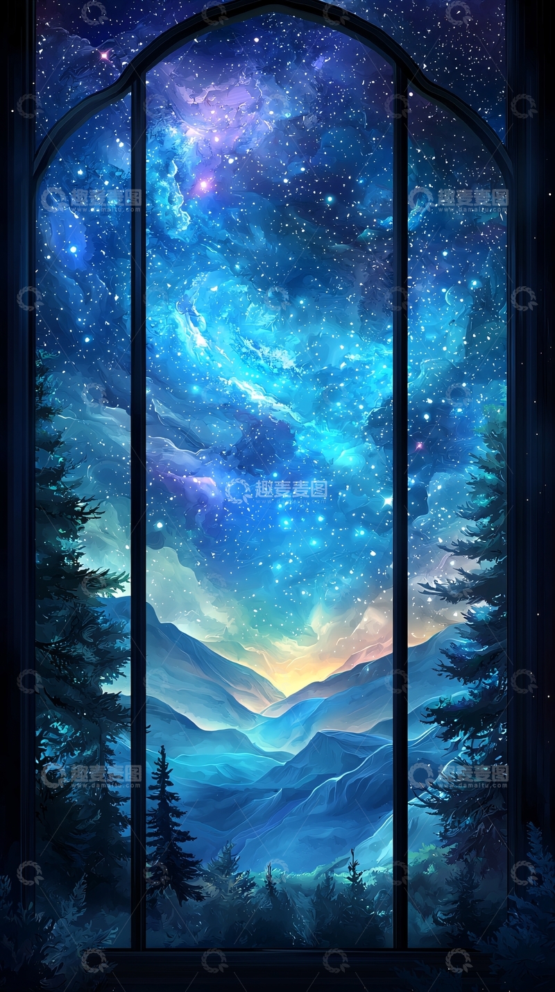 高清大图下载【趣麦麦图】从窗户看星空