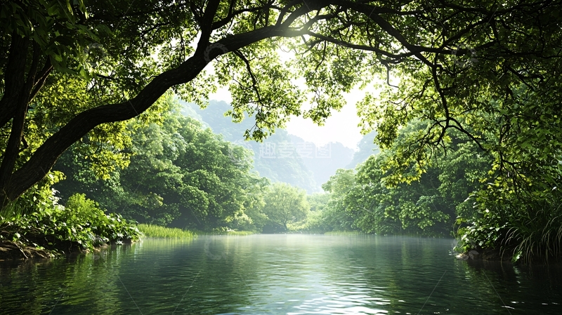 高清大图下载【趣麦麦图】宁静的湖面森林景色