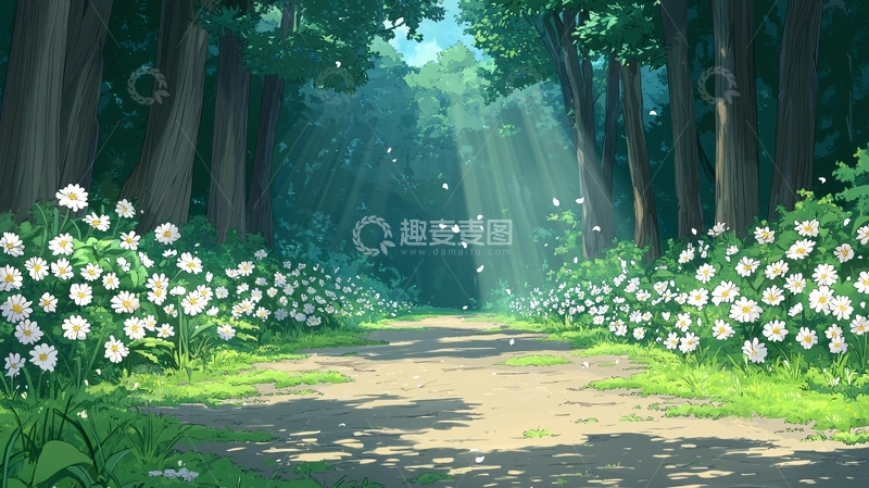 高清大图下载【趣麦麦图】阳光穿透森林的唯美画面