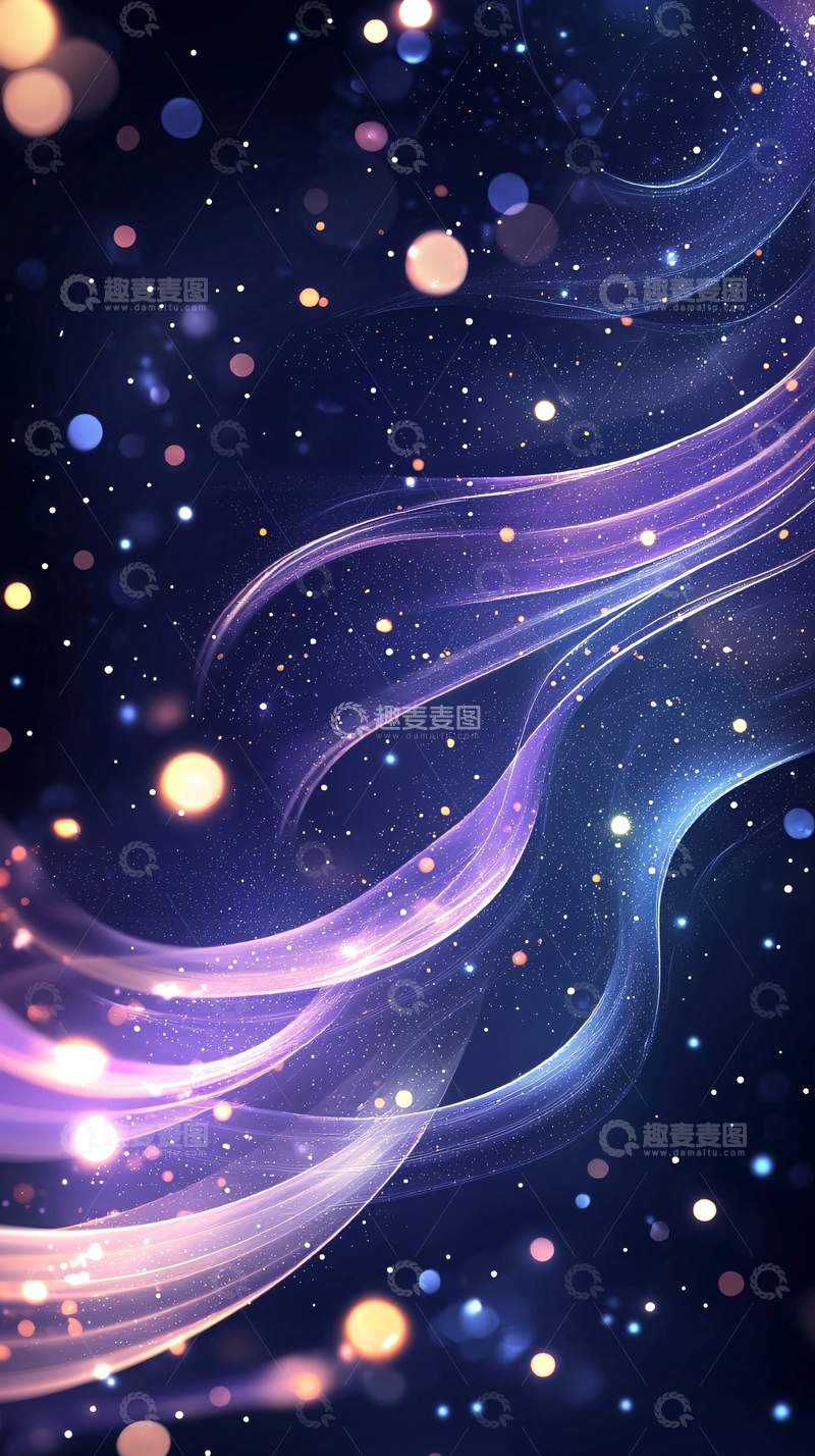 高清大图下载【趣麦麦图】梦幻星空紫色光晕背景