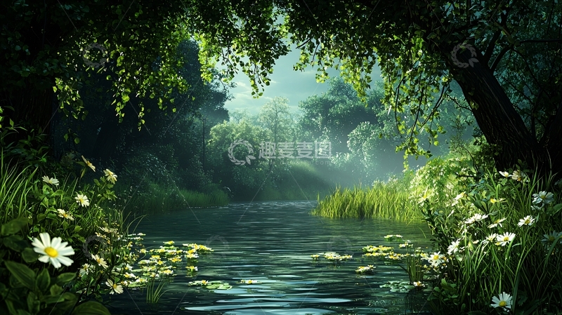 高清大图下载【趣麦麦图】静谧森林小溪
