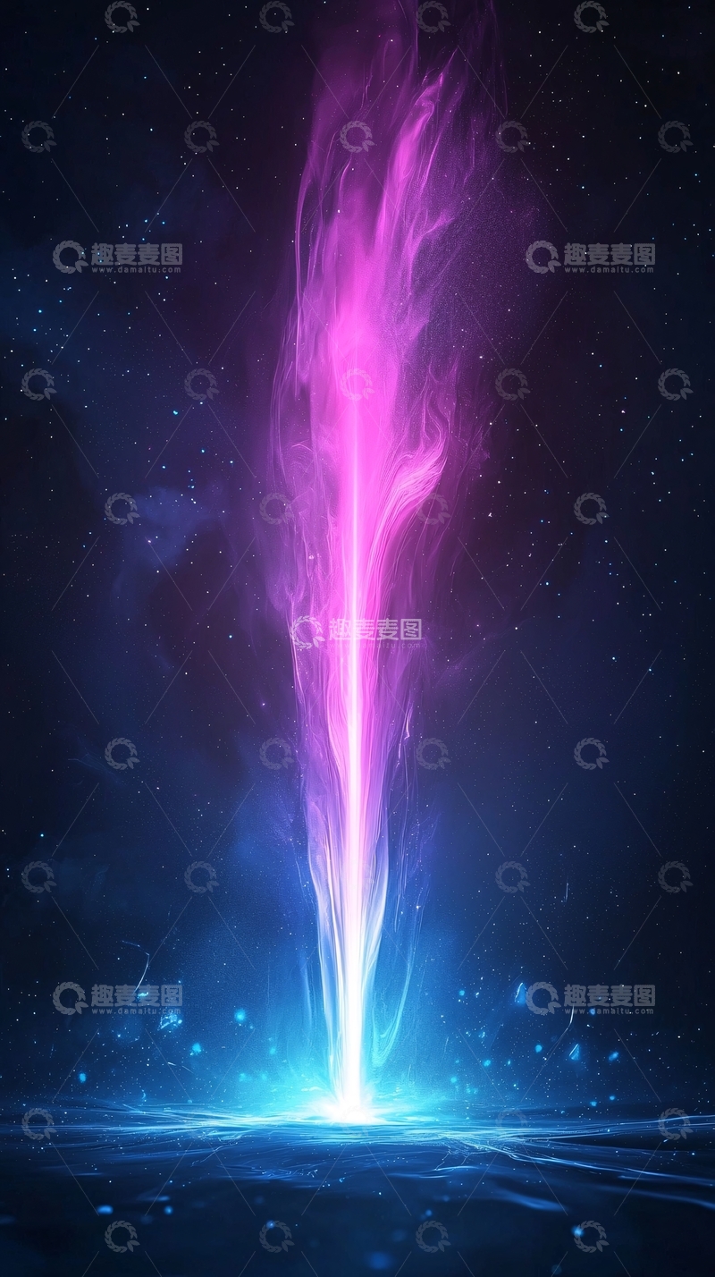 高清大图下载【趣麦麦图】紫粉色光束冲向宇宙