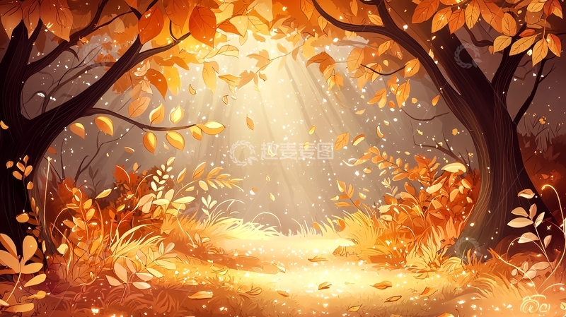高清大图下载【趣麦麦图】秋季森林金色光芒