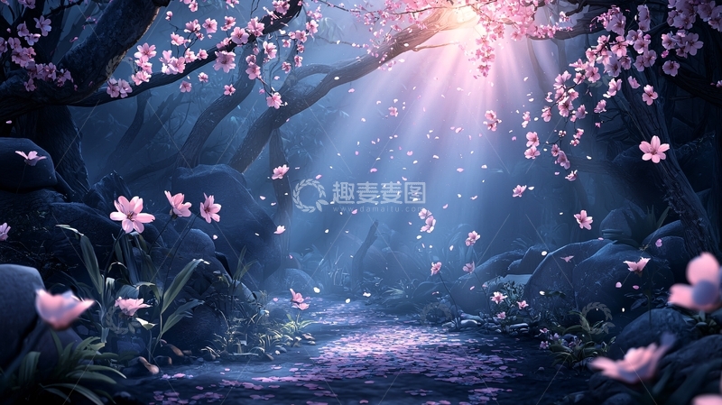高清大图下载【趣麦麦图】梦幻森林光影唯美场景