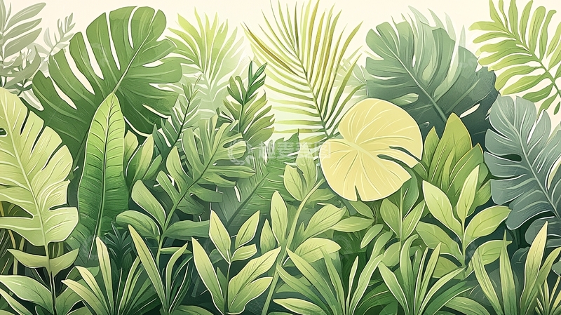 高清大图下载【趣麦麦图】茂盛的热带绿植图
