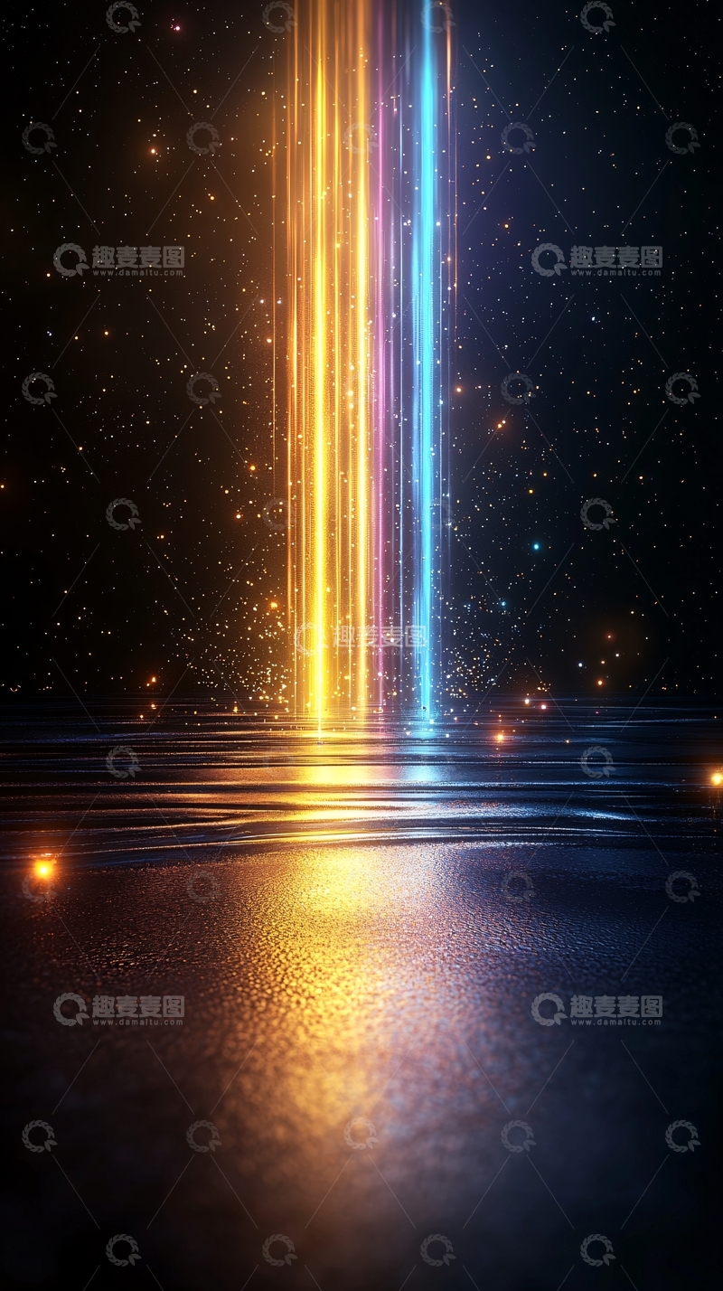 高清大图下载【趣麦麦图】金色光束划过星空