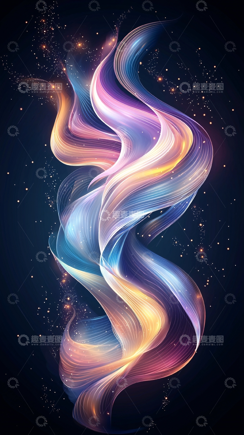 高清大图下载【趣麦麦图】抽象渐变色条带流动