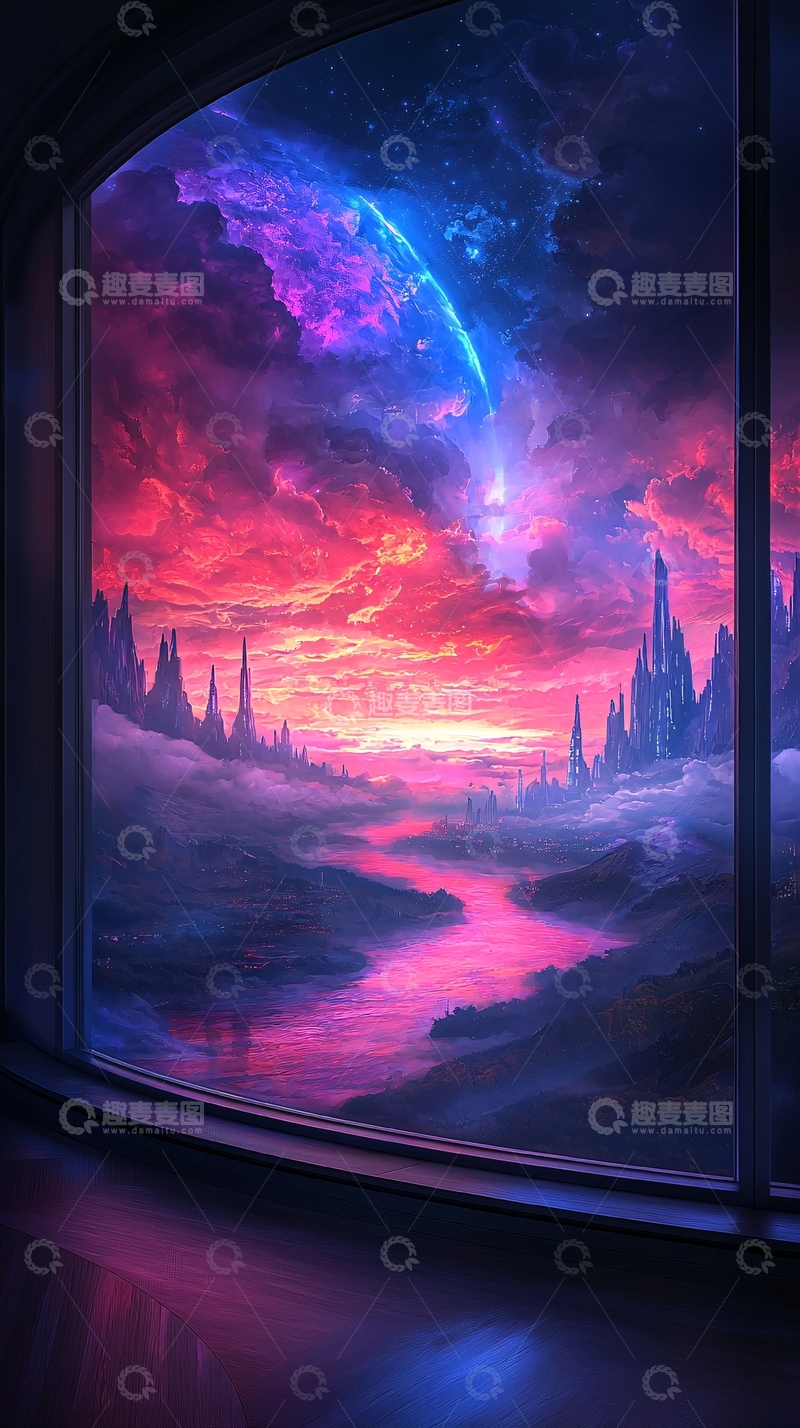 高清大图下载【趣麦麦图】奇幻窗外高清图片