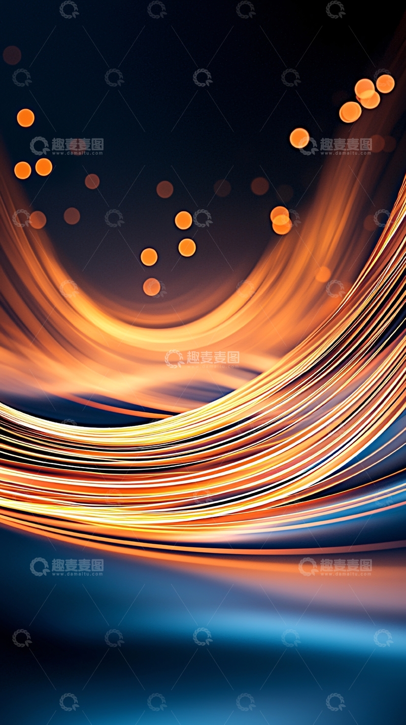 高清大图下载【趣麦麦图】金色光线在深色背景中流动