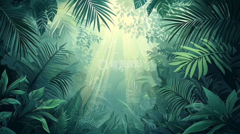 高清大图下载【趣麦麦图】热带雨林光线穿透