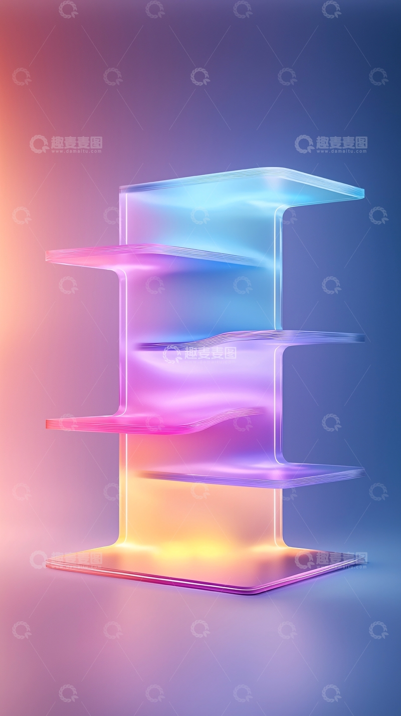 高清大图下载【趣麦麦图】霓虹光透明展示架