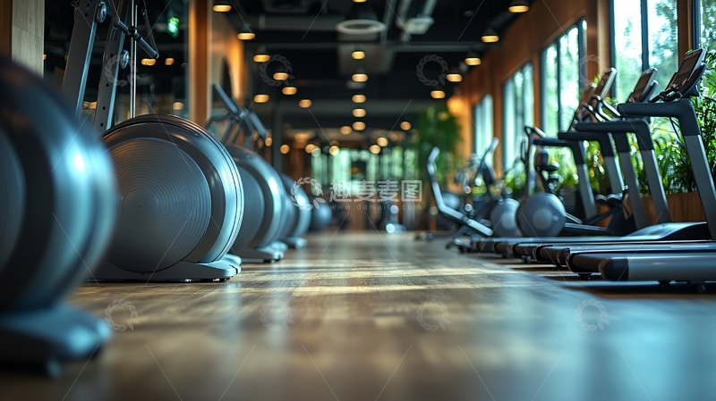 高清大图下载【趣麦麦图】健身房器械的纵深视角