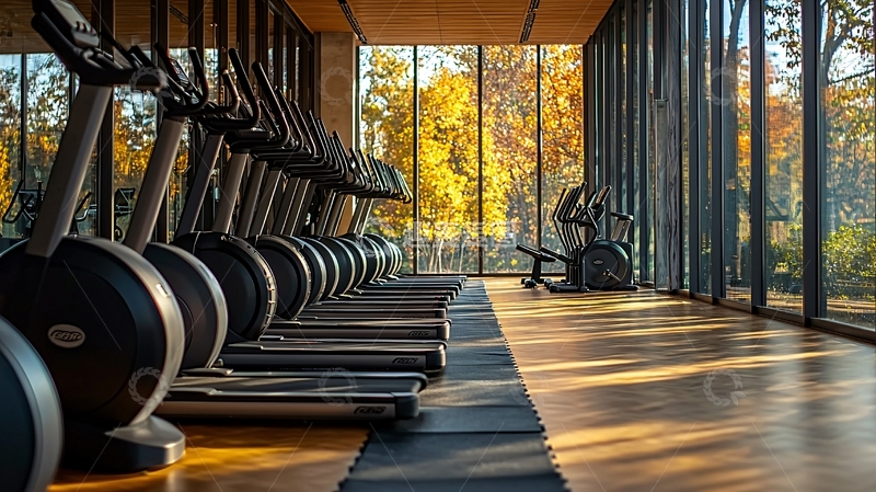 高清大图下载【趣麦麦图】健身房跑步机明亮宽敞