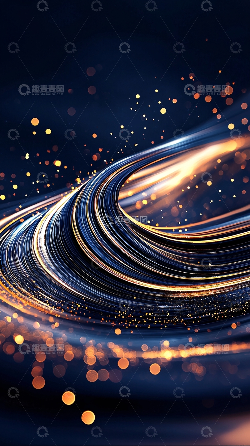 高清大图下载【趣麦麦图】蓝色金色光线流动