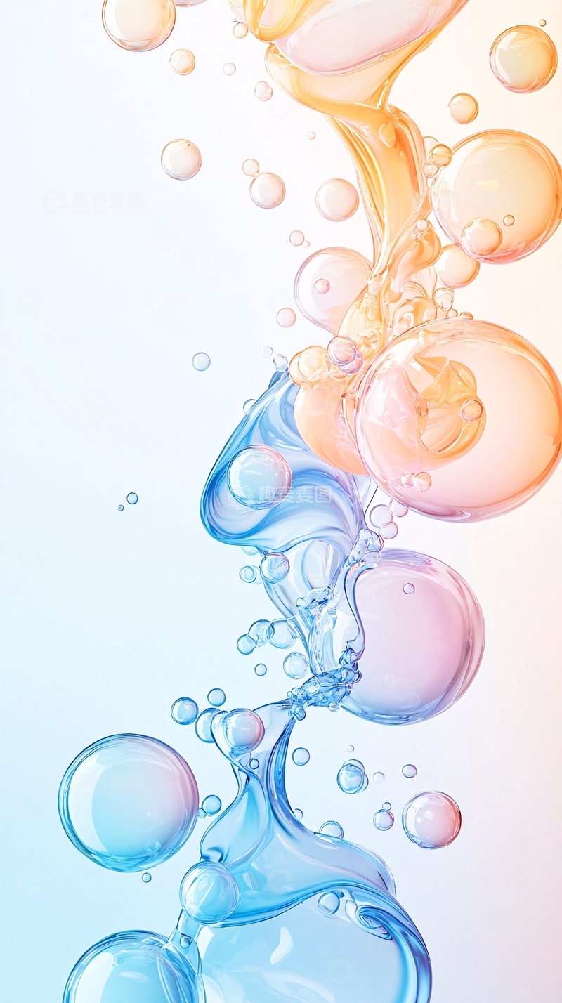 高清大图下载【趣麦麦图】彩色液体气泡上升