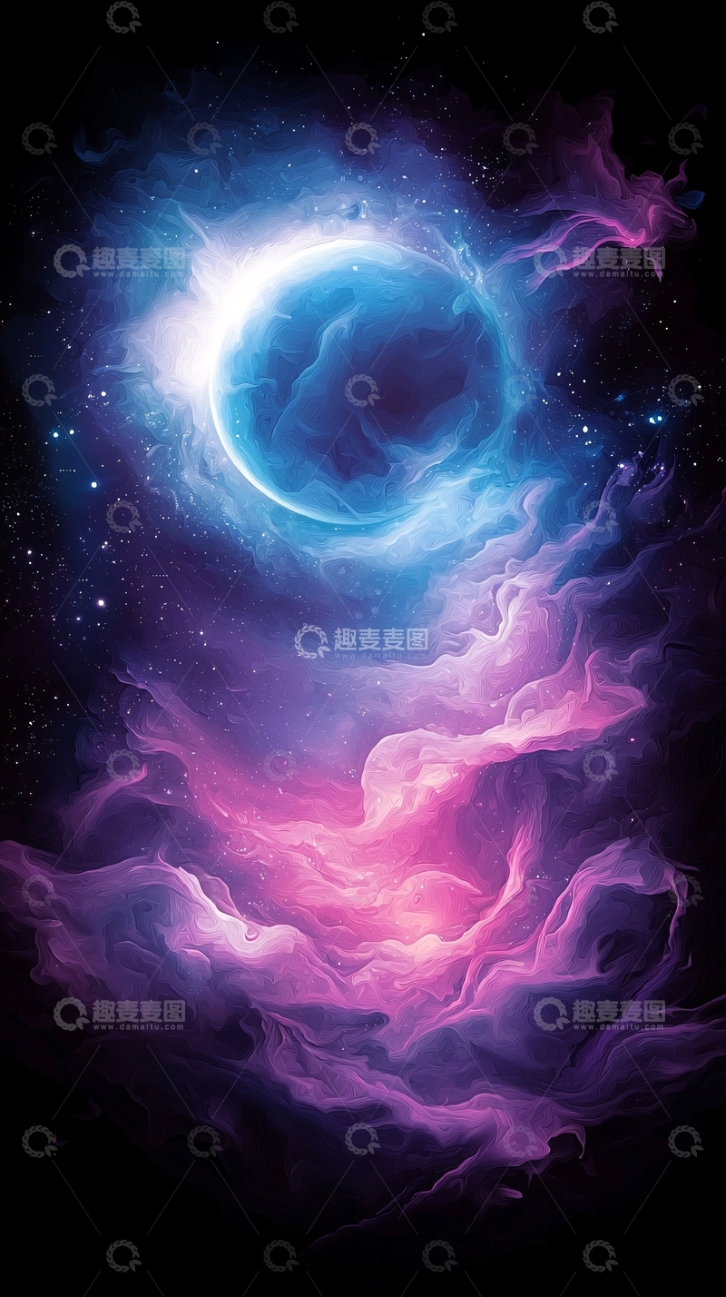 高清大图下载【趣麦麦图】星云围绕蓝色星球