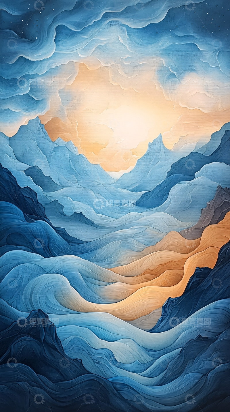 高清大图下载【趣麦麦图】抽象山水画高清图片