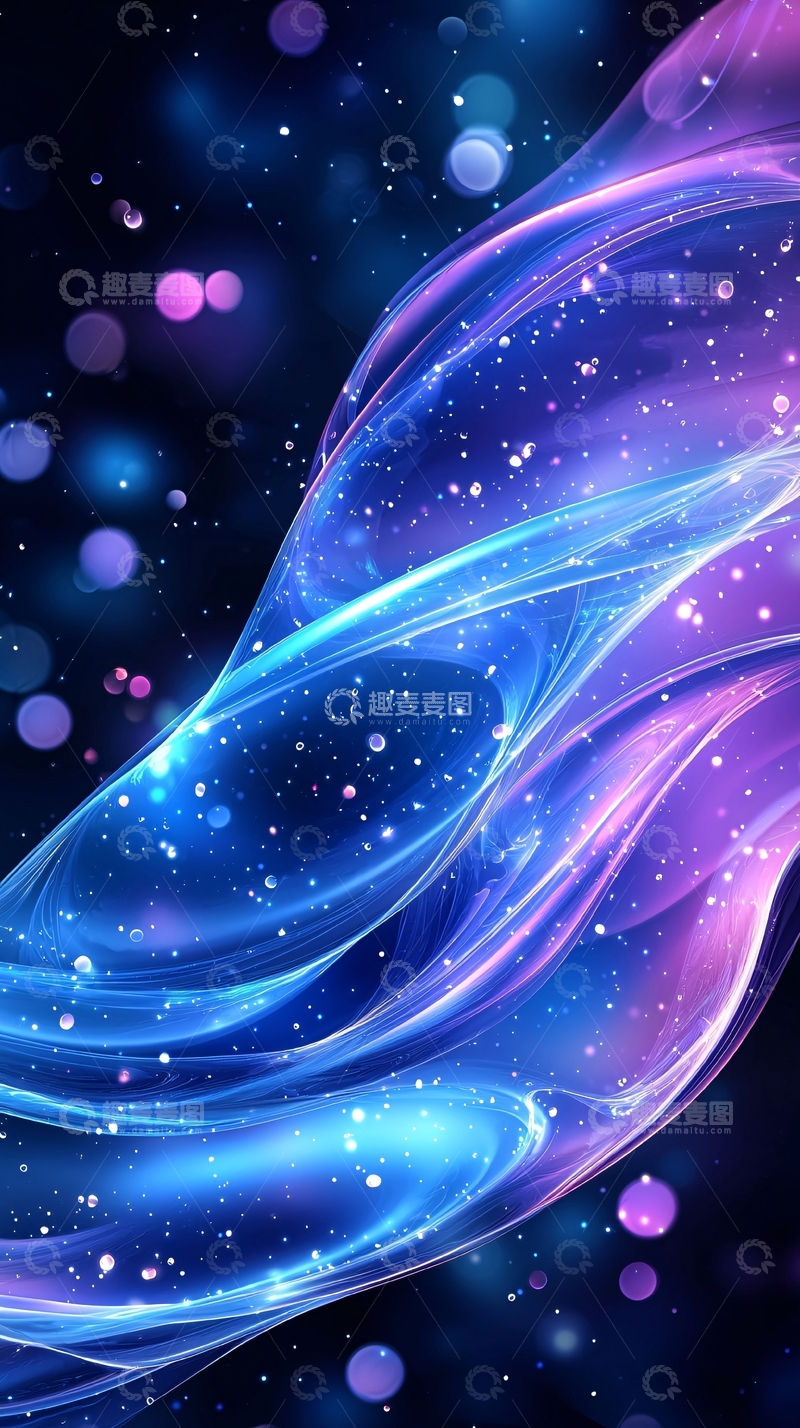 高清大图下载【趣麦麦图】蓝色紫色星光波纹背景