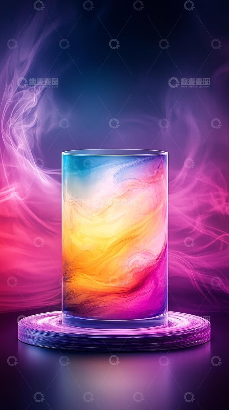 高清大图下载【趣麦麦图】色彩斑斓的圆柱体展示台