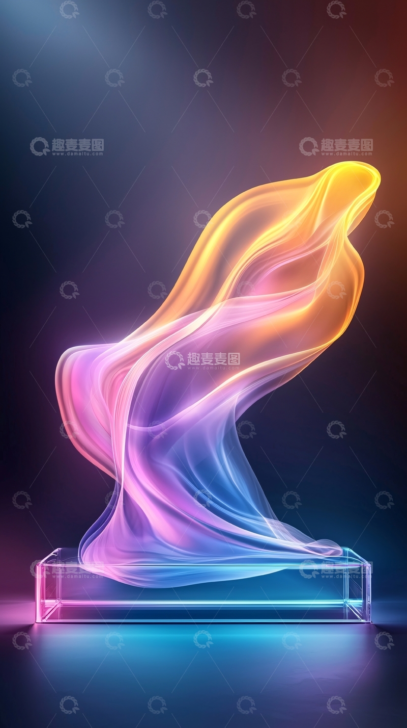 高清大图下载【趣麦麦图】发光透明人形雕塑
