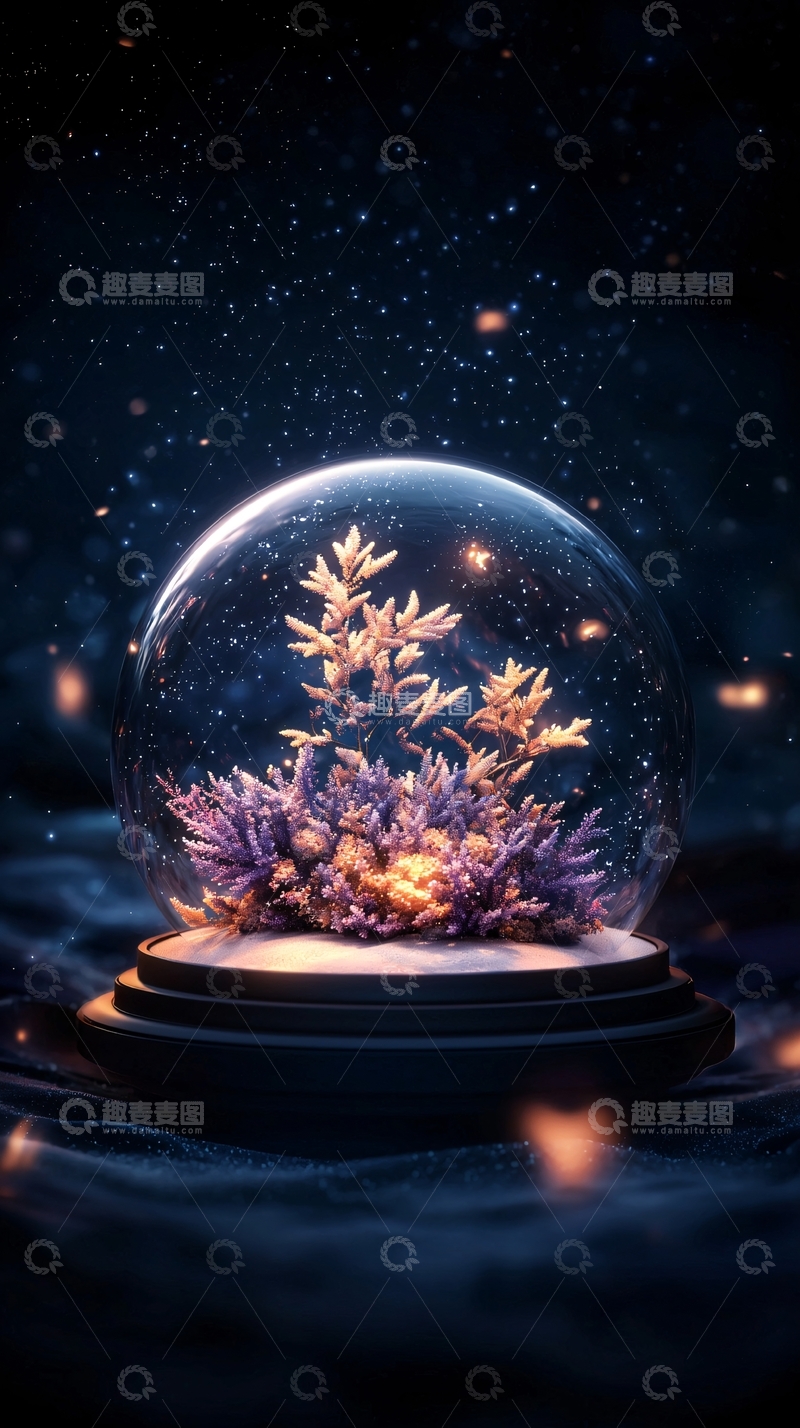 高清大图下载【趣麦麦图】雪花球里的冬日场景