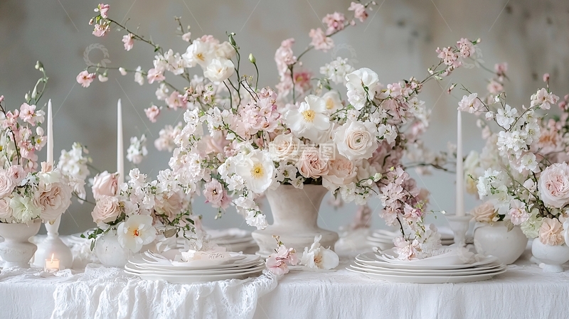 高清大图下载【趣麦麦图】柔和的粉色和白色花朵