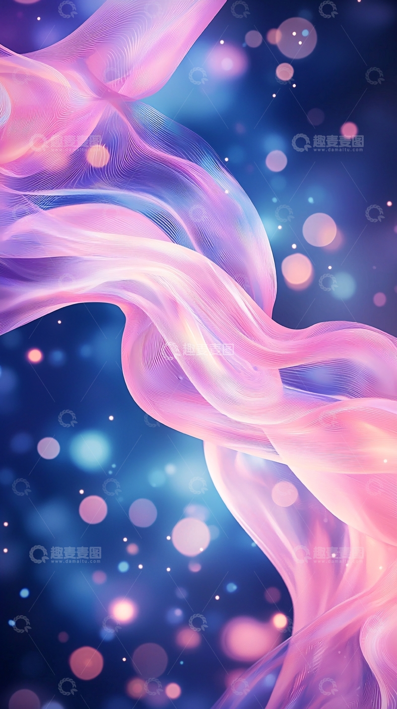 高清大图下载【趣麦麦图】粉色流动梦幻光晕背景